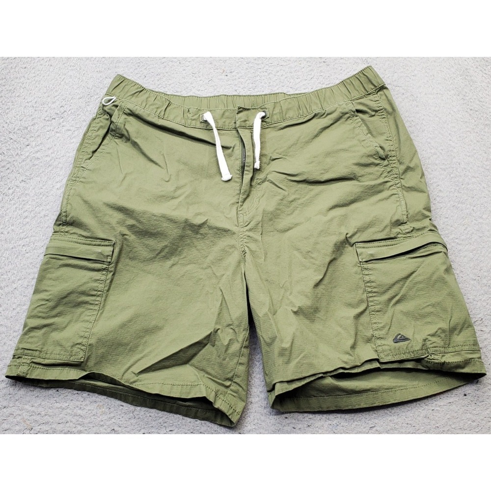 Quiksilver‎ Cargo Shorts Mens Large Green Casual Athletic Fit Drawstring Waist